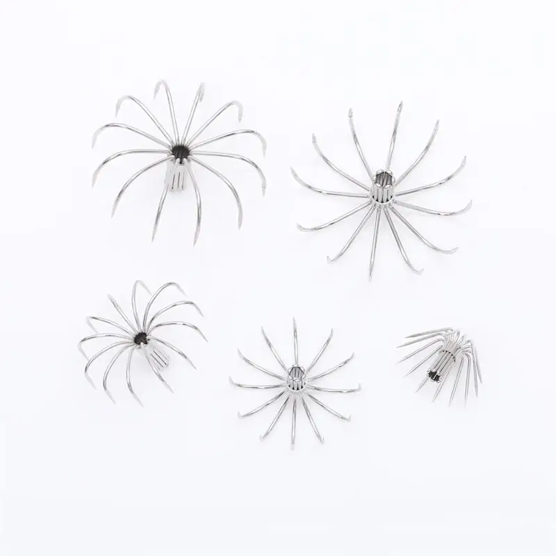 10PCS 12 Needle Stainless Steel Squid Umbrella Hook Lifelike Squid Beating Ocean Barbed Umbrella Fishing Hook Fishing Tackle