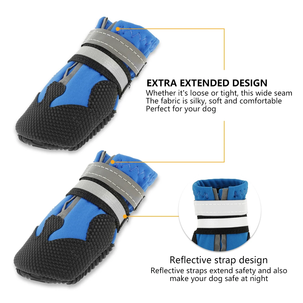 

4pcs Waterproof Winter Pet Dog Shoes Anti-slip Snow Pet Boots Paw Protector Warm Reflective For Medium Large Dogs Labrador Husky
