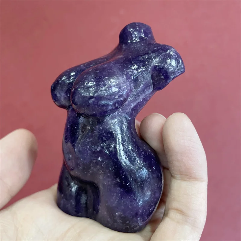

Natural Purple Lepidolite Goddess Statue Carving Crystal Body Statue Woman Geomantic Healing Stone Quartz Gift Room Decor
