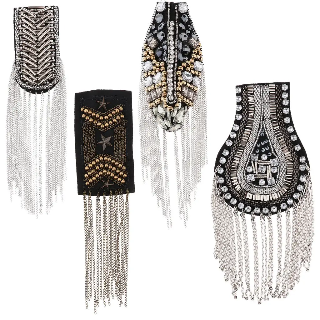 Эполет с бусинами бахромой/кисточкой металлический эполлет на плечо в стиле панк