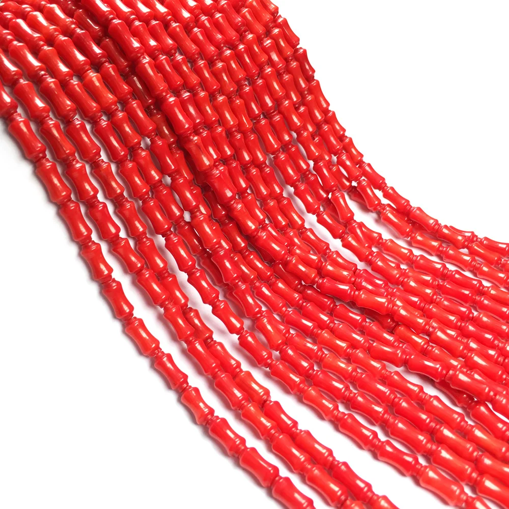 Модные бусины из натурального кораллового камня в форме кости разделители