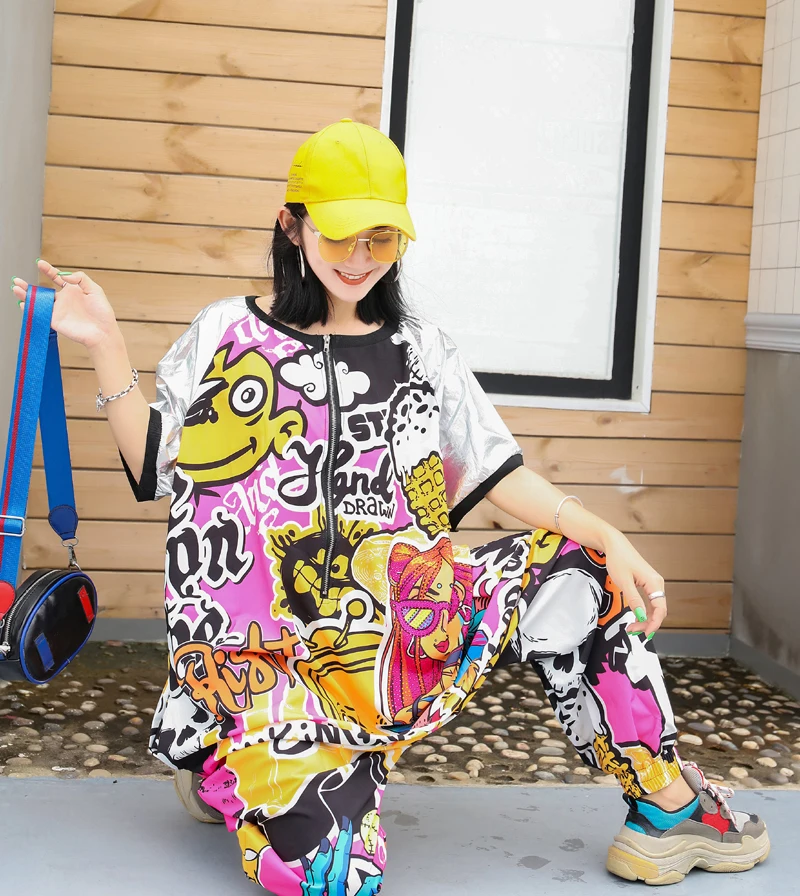 Женские комбинезоны в стиле хип хоп размера плюс Харадзюку комбинезон с