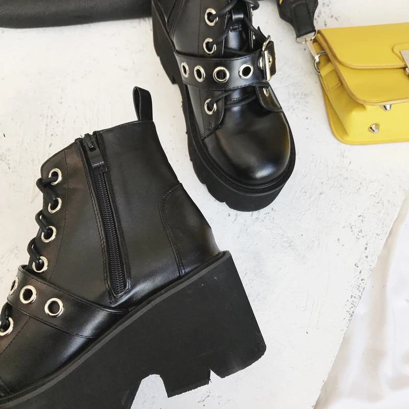 Женские ботильоны мотоботы в стиле панк женская обувь на массивной платформе рок