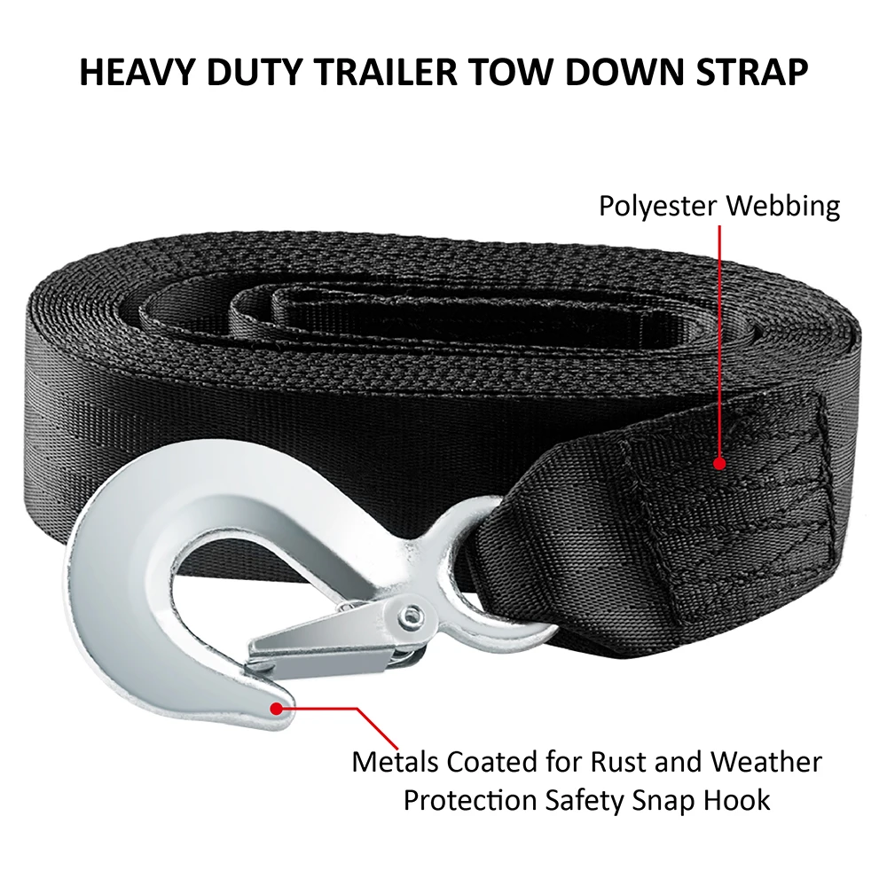Heavy Duty Trailer Winch Strap with Hook for Jetski, Wave Runner, Towing, Car Trailer 6M Boat Winch Trailer Replacement