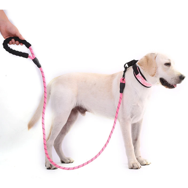 

Светоотражающая многоцветная круглая веревка для собак износостойкая устойчивая к укусам цепочка для собак удобная ручка для крупных соба...