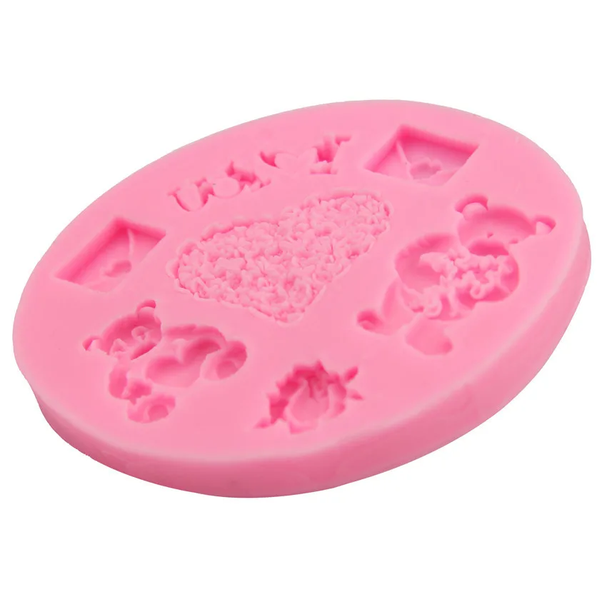 Bear Heart Envelope Fondant Cake Silicone Mold Baking Chocolate DIY Tools Jelly Decorating | Дом и сад
