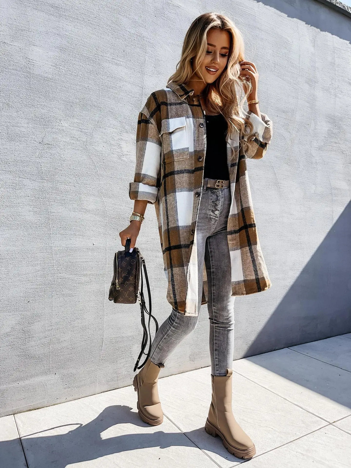 

Женская винтажная клетчатая куртка, осень 2021, женская модная темпераментная ветровка, пальто