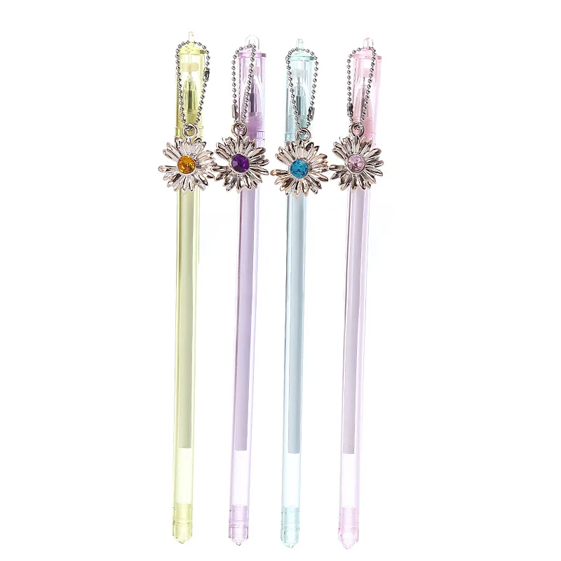 

36 pcs/lot Creative Gemstone Daisy Pendant Gel Pen Cute 0.5mm black ink Neutral Pens School writing Supplies Promotional Gift