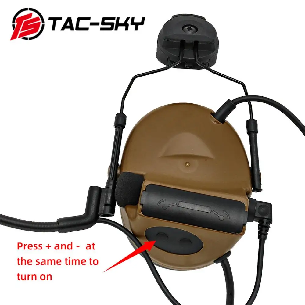 TAC -SKY Airsoft Shooting Headset COMTAC II Helmet Stand Military Noise Cancelling Tactical Headset and Tactical PTT U94ptt   CB