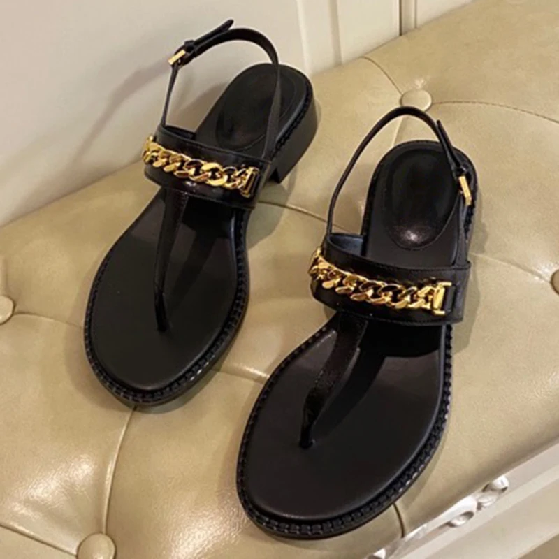

Fashion Med Heels Women Sandals Cascul Metal Decoration Buckle Strap Female Shoes Luxury Party Brand Sandal For Lady