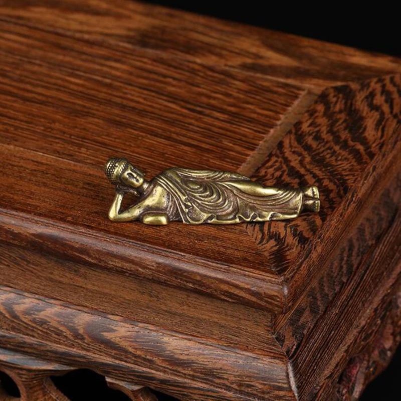 

Mini Retro Golden Lying Amitabha Buddha Statue Buddha Sculpture Figurines Copper Pure Brass Home Decoration Buddha Statues