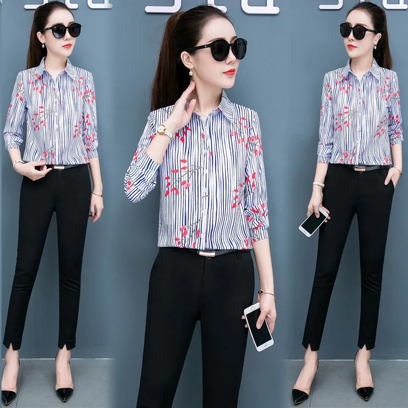 Весна 2020 новинка женская тонкая рубашка и блузка с принтом Женские топы блузки