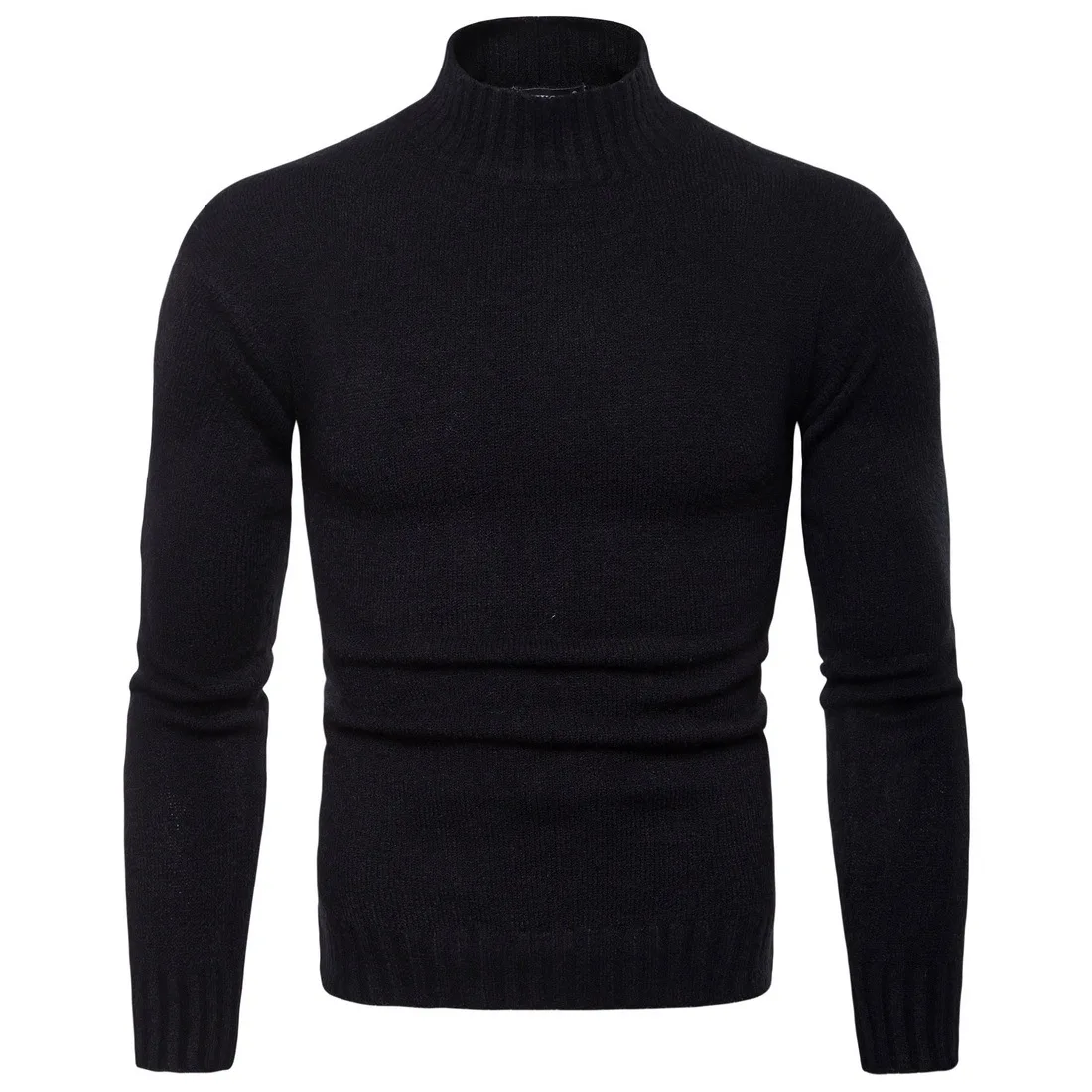 Осенний мужской свитер pull homme Модный повседневный теплый однотонный облегающий мужской вязаный пуловер с круглым вырезом белого и черного цвета