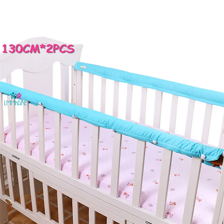 Blue 130cm Хлопковый плотный бампер для детской кроватки, защитные полосы для кроватки новорожденных, защитные накладки для новорожденных, защитные накладки на рельсы, 2 шт - Цвет: Blue 130cm