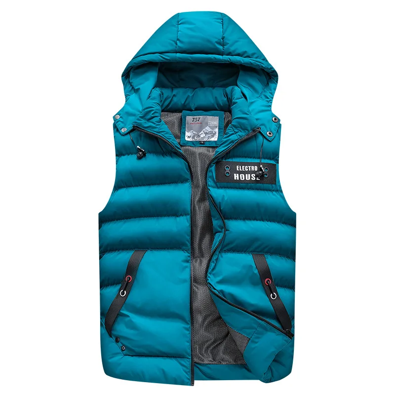 Новый мужской жилет с капюшоном спиннинг хлопок Повседневный Осень Зима тонкая