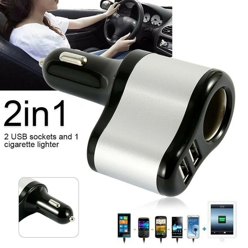 

3 In1 Way Car Cigaret Lighter Splitter Socket 2 USB Power Charger Adapter 120W 5V/DC 3.1A LED Display USB Car Charger