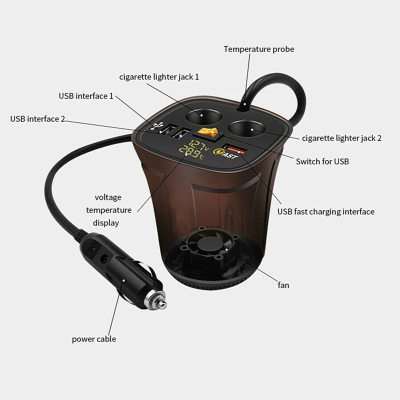 Новинка-Автомобильный держатель для прикуривателя вольтметр 12 В USB разъем