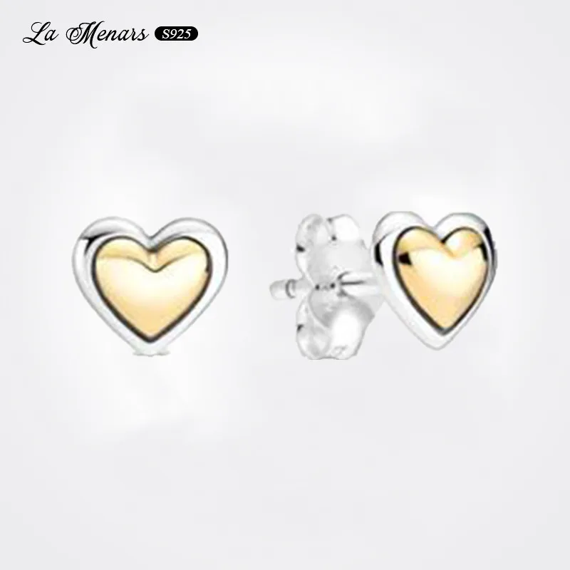 

La Menars Gold Love Heart Earring For Women 2021 Original European Style Genuine 925 Sterling Silver Fine Jewelry With CZ