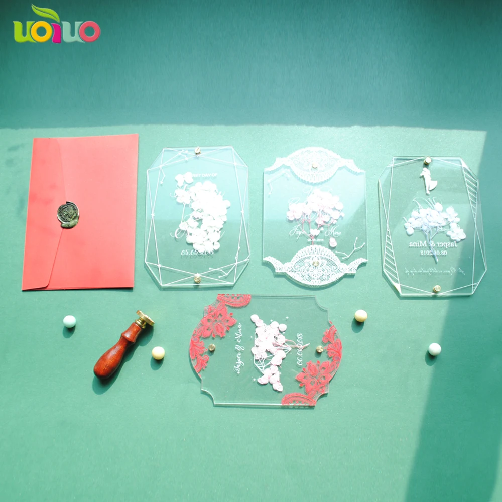 Роскошные свадебные приглашения в цветочек 10 шт. лидер продаж акриловые с