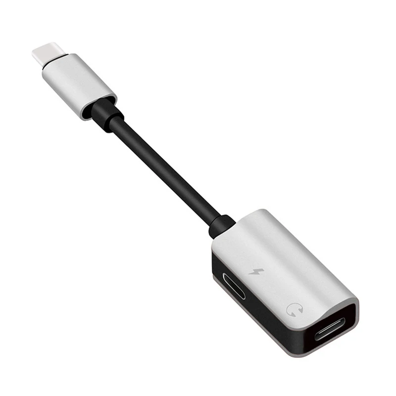 Usb type C type-C до 3,5 мм Aux 2 в 1 USB-C разъем для наушников аудио адаптер или двойной type-C для samsung huawei P20 Macbook Oneplus - Цвет: silver