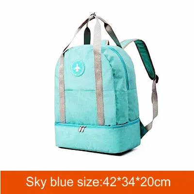 Sky blue Спортивные сумки для женщин, спортивный рюкзак для мужчин с обувью, мужская сумка для путешествий, большая поклажа, спортивные сумки для йоги, спортивная сумка - Цвет: Sky blue