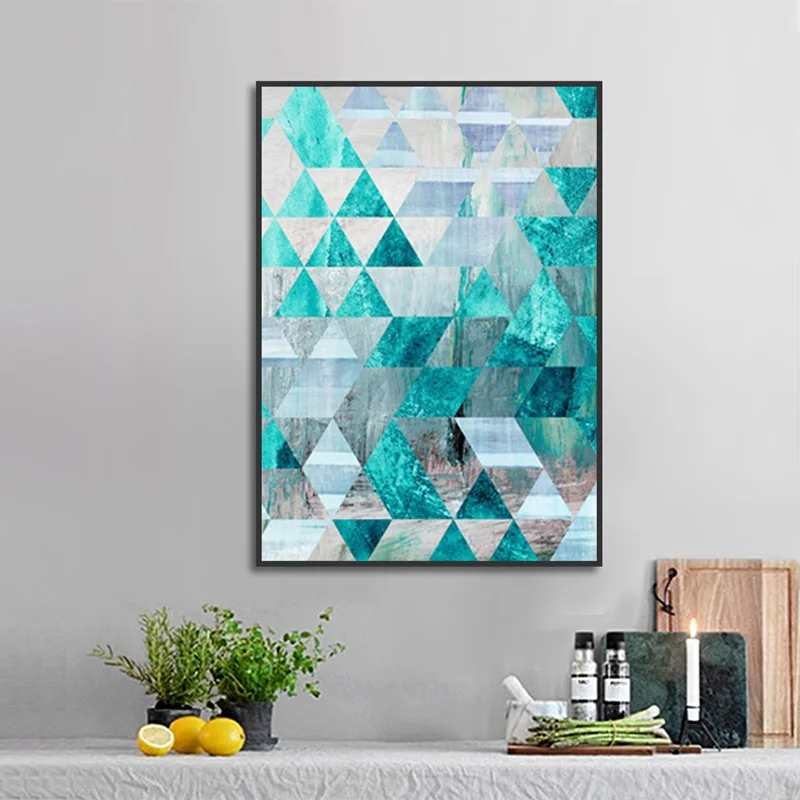 Современный постер обычный зеленый ромбовидная квадратная картина Печать холст
