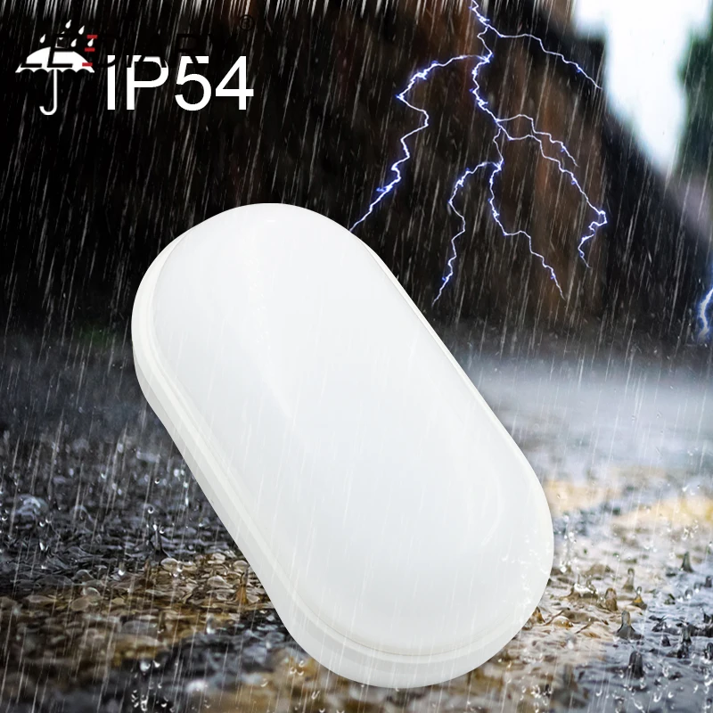 Светодиодный экономичный IP54 20 Вт Водонепроницаемый светодиодный светильник для крыльца, монтируемый на поверхности 220 В, Уличный настенный светильник, Круглый Овальный светильник для ванной комнаты