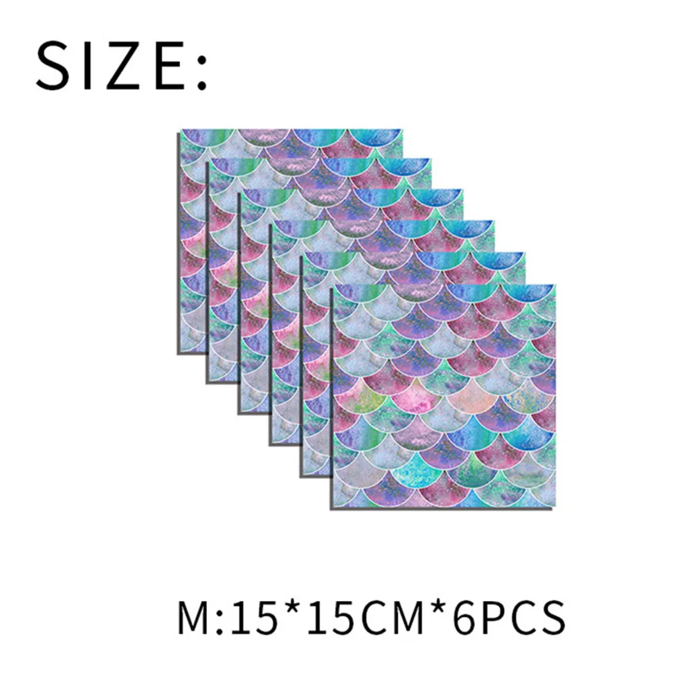 

6Pcs Wall Sticker Mosaic Tile Stickers Decal Bathroom Kitchen Splashback Se-lf-adhesive Tile In Stock