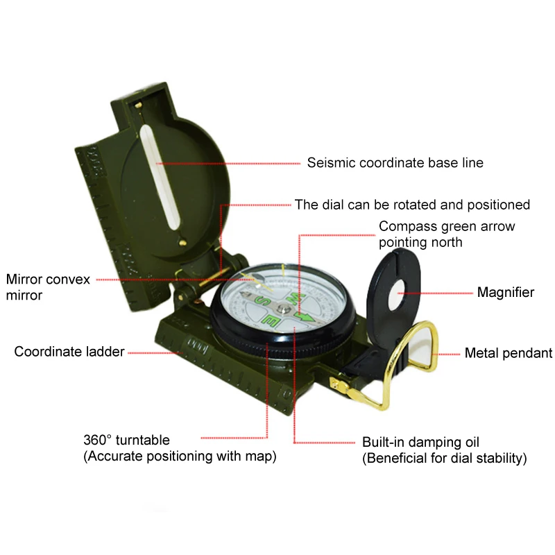 

Metal Pocket Compass Camping Hiking Survival Tool Portable for Outdoor Activities WHShopping