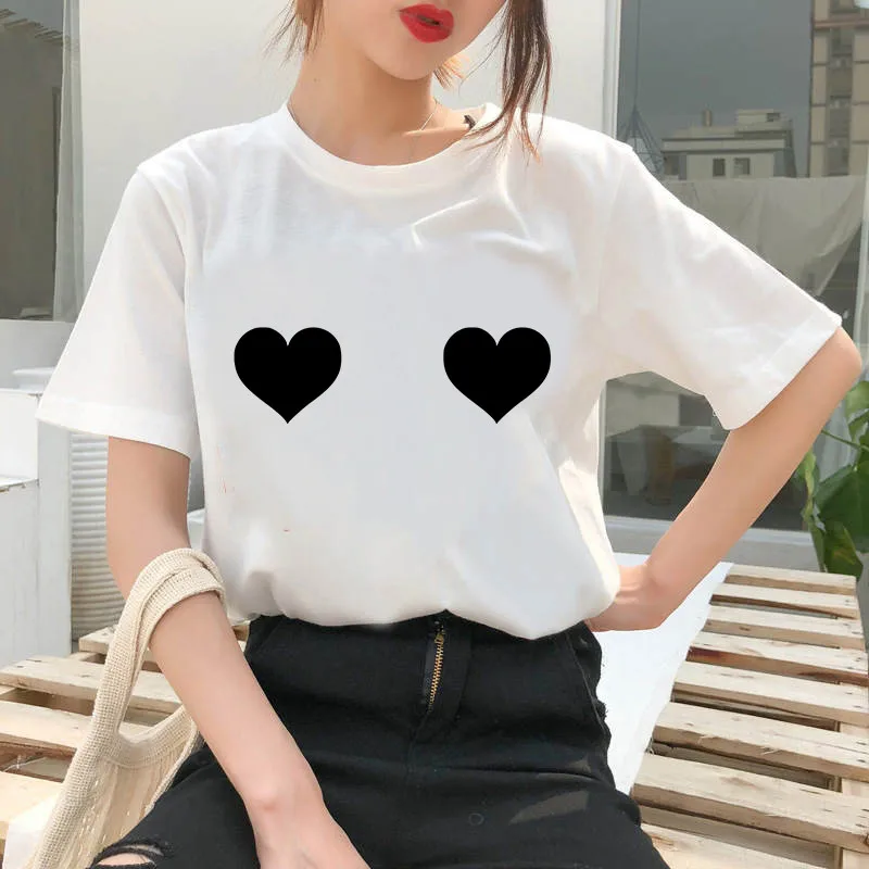 

Women Summer Funny Tops Casual Fashion Print Boobs T-shirt Female Boobs Sexy Design Tshirt Soft Casual White Tees Short Sleeve