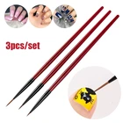 3 шт., кисточки для маникюра, тонкие полоски