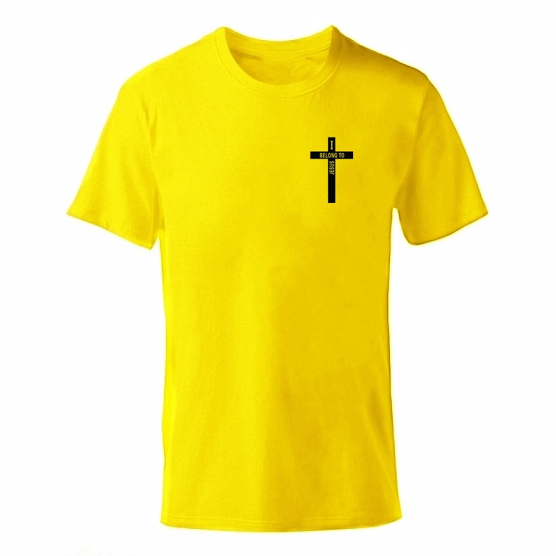 x-yellow Модная футболка, мужские футболки из хлопка с крестиком, летние футболки для мальчиков, футболка для катания на коньках, топы с короткими рукавами, принт «христианская вера» - Цвет: x-yellow