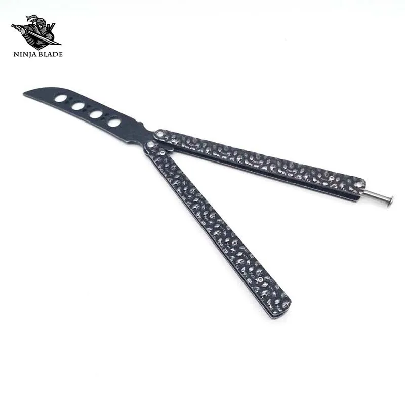 Лучший тренировочный балисонг нож-бабочка с черепом тупой камень обработанная