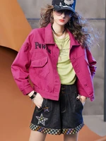 european station jacket female 2021 early spring new korean style loose fashion letter embroidered denim jacket trend