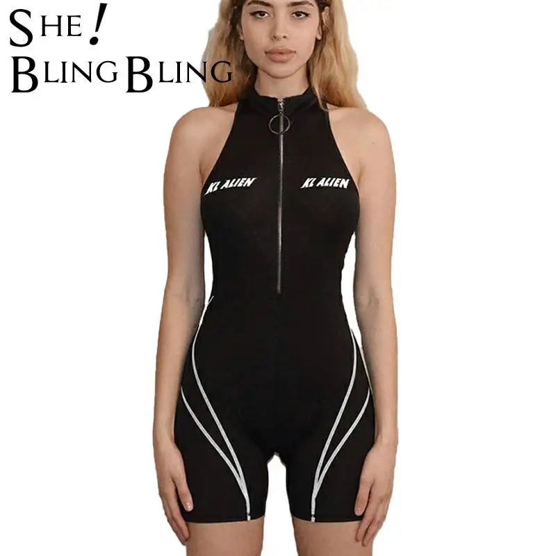 Женский комбинезон SheBlingBling на молнии спереди с круглым вырезом водолазка без