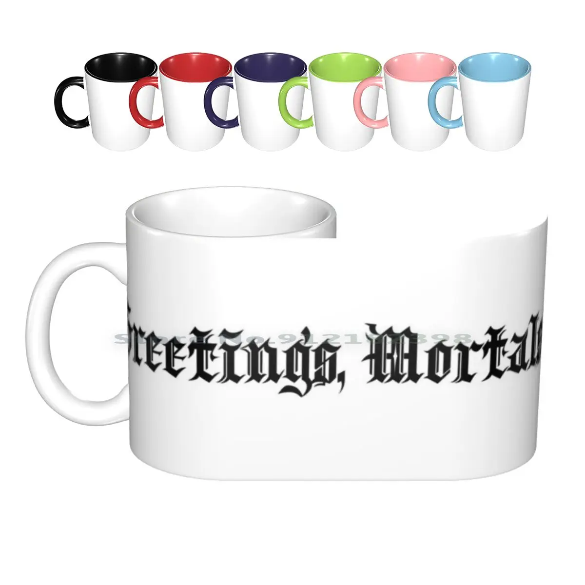 

Greetings , Mortals! Ceramic Mugs Coffee Cups Milk Tea Mug Musical Hell Greetings Mortals Creative Trending Vintage Gift Bottle