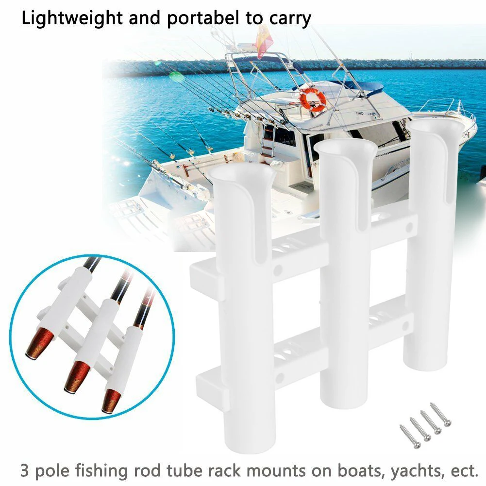 

Fishing Rod Holder Bracket 3 Tube Rod Rack Plastic Fishing Rod for Boat Kayak Garage Storage or Truck Fishing Tools
