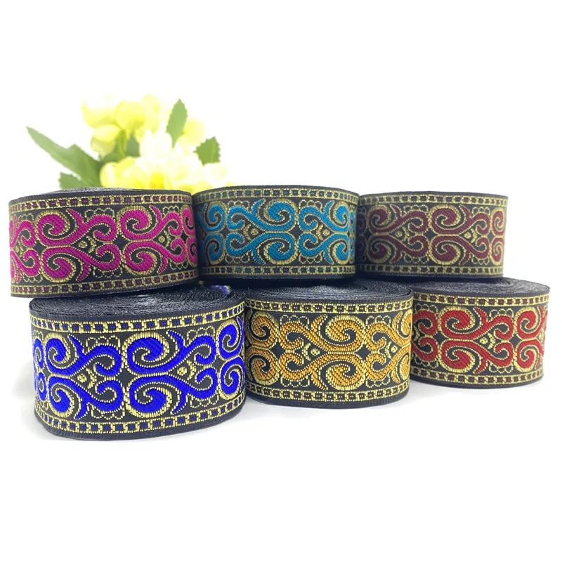 

2Yards 34mm Vintage Ethnic Embroidery Lace Ribbon Boho Lace Trim DIY Clothes Bag Accessories Embroidered Fabric Custom
