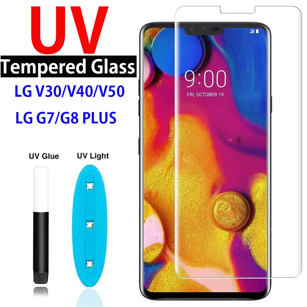Изогнутый чехол из закаленного стекла 9D для LG V30 V40 V50 полное покрытие