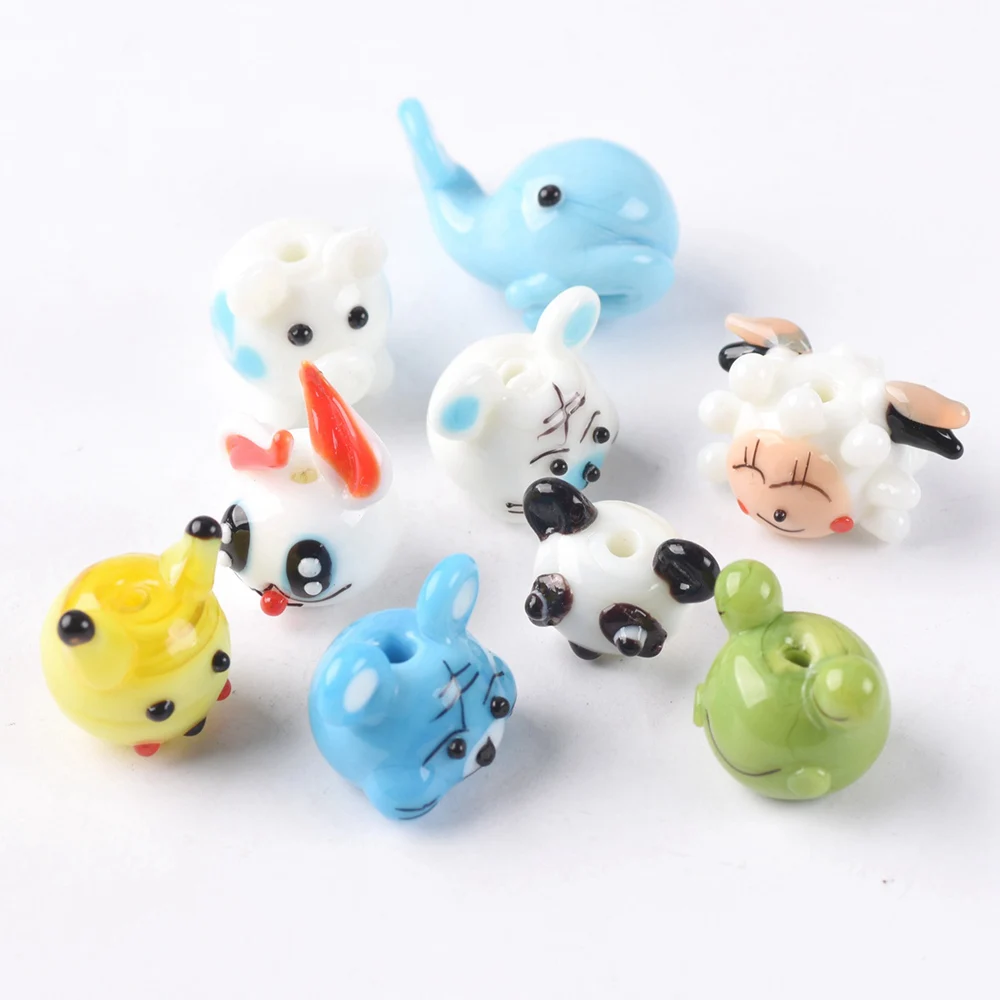 

2pcs 14mm-21mm Animal Shape Handmade Lampwork Glass Loose Beads for Jewelry Making DIY Crafts Findings
