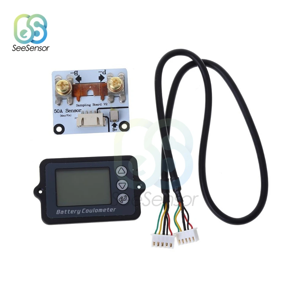 Кулонометр для измерения емкости батареи вольтметр амперметр с индикатором 50 А