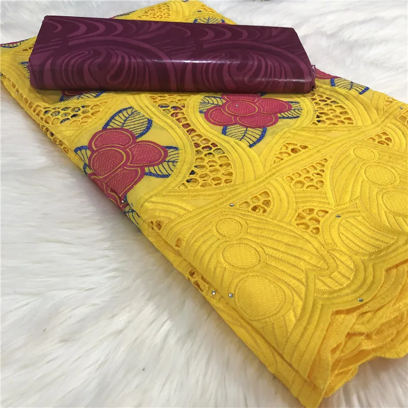 

2.5 y Swiss lace fabric +2.5 y Bazin Brode riche embroidery African 100% cotton fabrics Swiss voile lace popular Dubai style 2L3