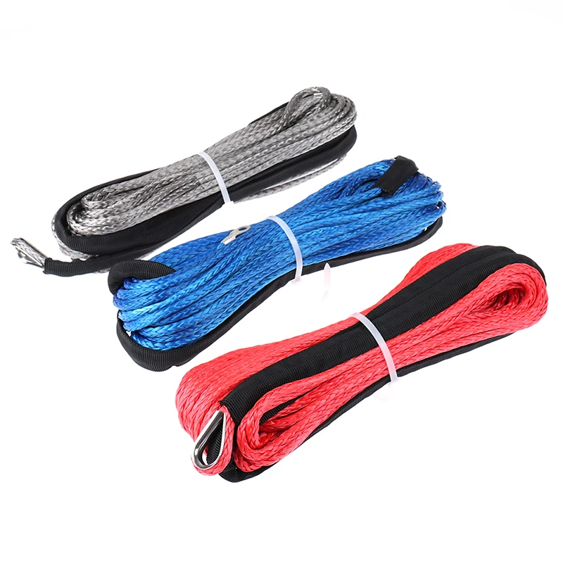 

1/4''X50' 6mm*15m 12 Strand Off-Road Uhmwpe Synthetic Towing Winch Rope With 1.5m Sleeve And Thimble For ATV/UTV/SUV/4X4/4WD