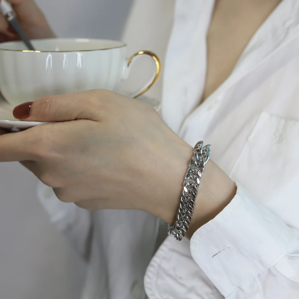 

Новинка 2021, модный мужской браслет-цепочка из кубинской цепи, классический браслет-цепочка из нержавеющей стали для мужчин и женщин, металл...