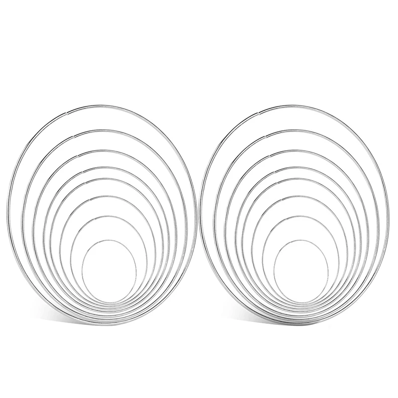 

Hot 16 Pcs ​8 Sizes Silver Dream Catcher Metal Rings Floral Hoops Wreath Macrame Creations Ring for DIY Crafts