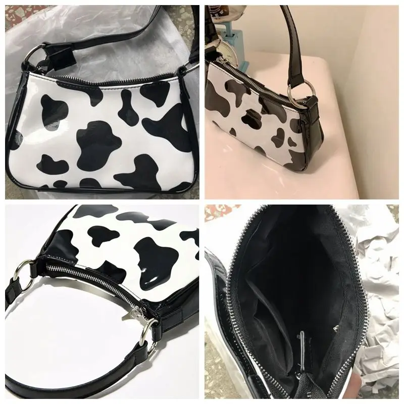 

Cow cow printing lady handbag fashion lady handbags baguette shaped handbag women's shoulder inclined shoulder bag lady 2020 bag