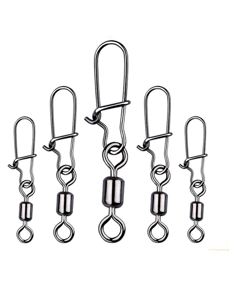 

50PCS Pike Fishing Accessories Connector Pin Bearing Rolling Swivel Stainless Steel Snap Swivel Fishhook Lure Swivels Tackle