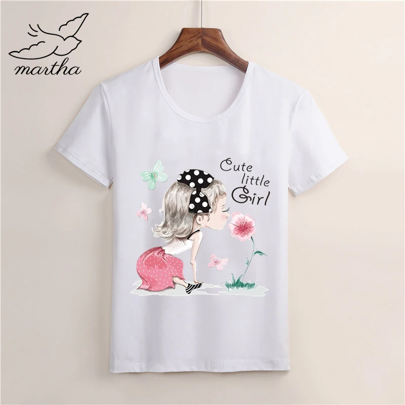 Милые девушки принцесса мультфильм Мода Забавный принт футболка Дети Лето o