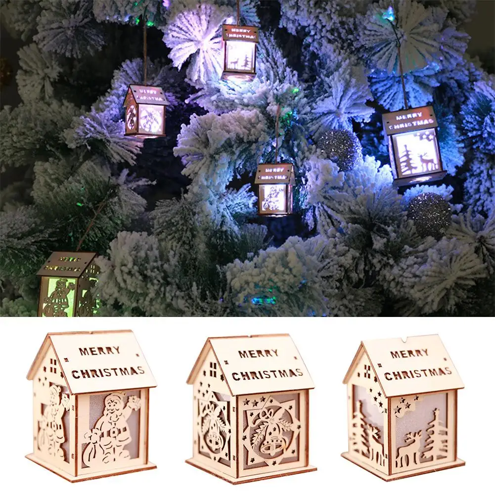 2020 Новый 1 шт. деревянный дом Санта Клаус лося колокольчик светодиодный