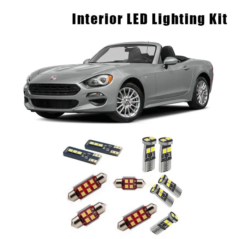 

8pcs White Canbus No Error LED License Plate Bulb Interior Dome Map Light Kit For Fiat 124 Spider 2017-2020 Car Accessories